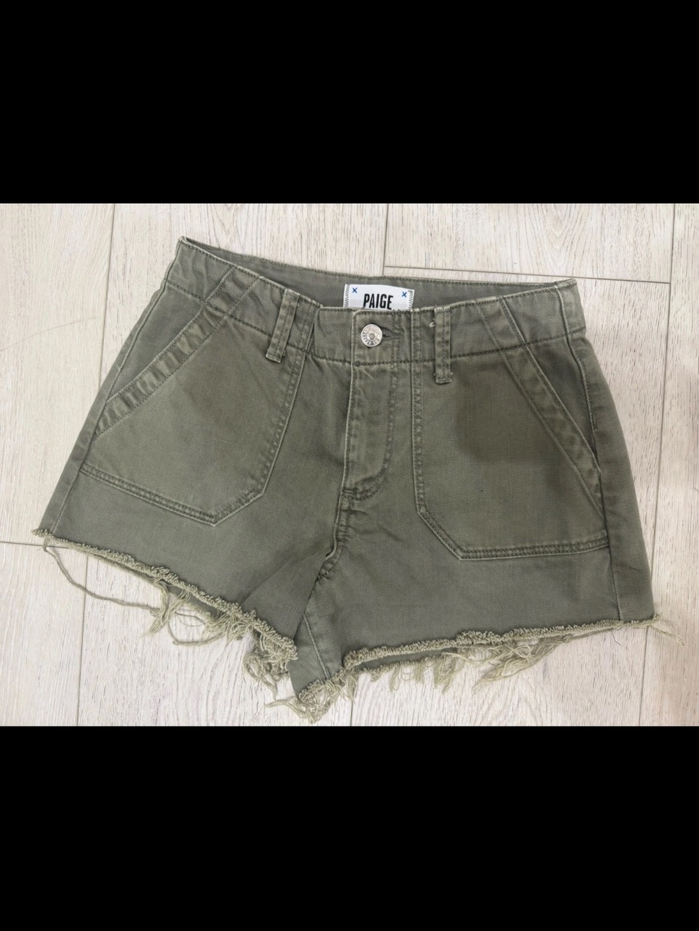 PAIGE Womens Size 25 Jimmy Jimmy Shorts Raw Hem Jean Denim Green